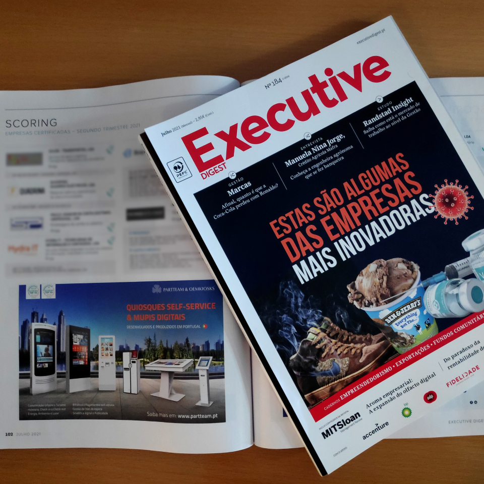PARTTEAM & OEMKIOSKS em destaque na revista Executive Digest com certificação Top 5% Melhores PME de Portugal