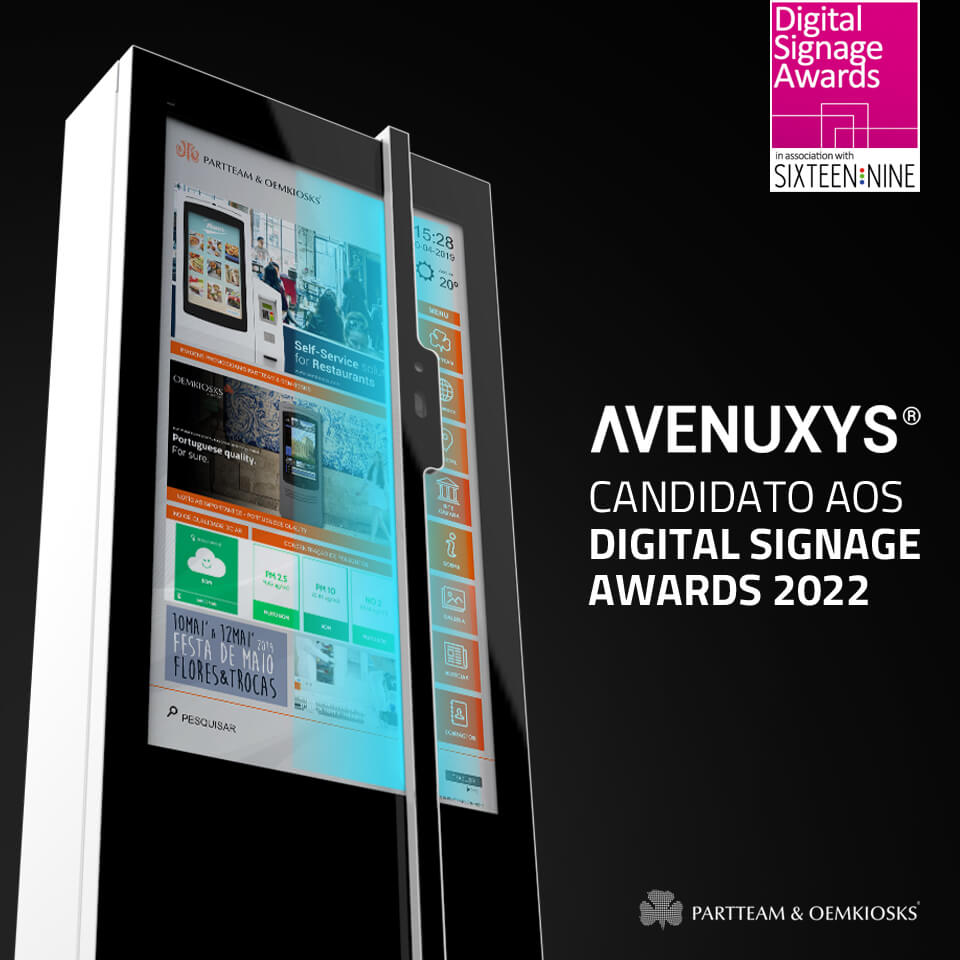 PARTTEAM & OEMKIOSKS é candidata aos Digital Signage Awards 2022 com Mupi Digital AVENUXYS UV